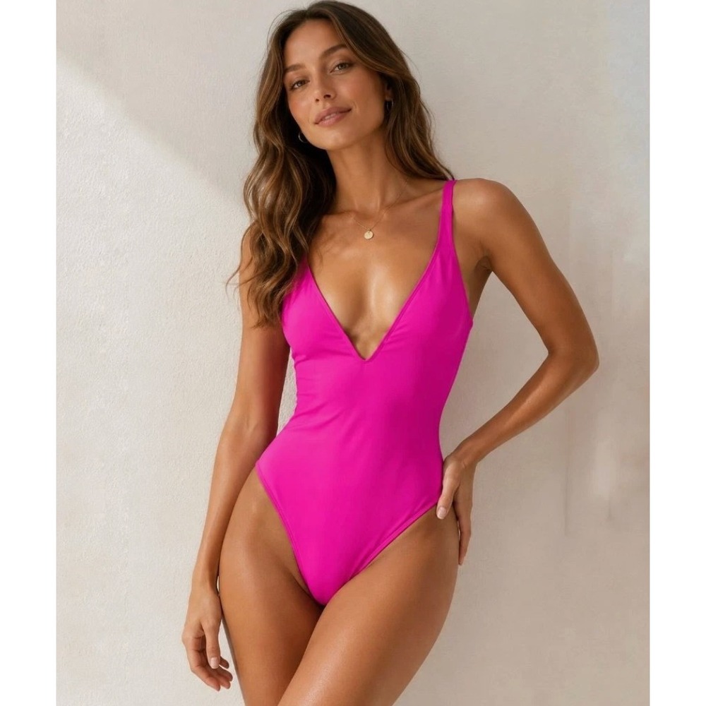 NWT* TA3 Plungey One-Piece Swimsuit Women's Large Reg/Long Pink